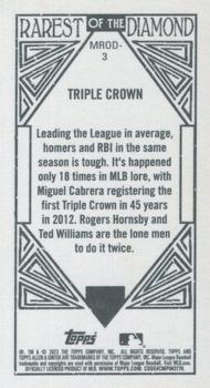 2023 Topps Allen & Ginter - Rarest of the Diamond Mini #MROD-3 Triple Crown Back