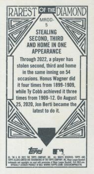 2023 Topps Allen & Ginter - Rarest of the Diamond Mini #MROD-5 Stealing Second, Third and Home in One Appearance Back