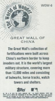 2023 Topps Allen & Ginter - World of Wonder Mini #WOW-6 Great Wall of China Back