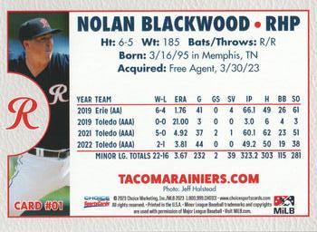 2023 Choice Tacoma Rainiers #01 Nolan Blackwood Back