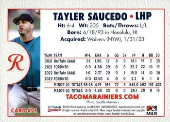 2023 Choice Tacoma Rainiers #21 Tayler Saucedo Back