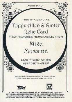 2023 Topps Allen & Ginter - Allen & Ginter Full-Size Relics Series B #AGRB-MMU Mike Mussina Back