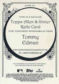 2023 Topps Allen & Ginter - Allen & Ginter Full-Size Relics Series B #AGRB-TE Tommy Edman Back