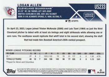2023 Topps Update - Silver Pattern Foilboard #US233 Logan Allen Back
