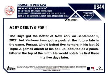 2023 Topps Update - Gold Foil #US44 Oswald Peraza Back
