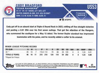 2023 Topps Update - Gold Foil #US53 Cody Bradford Back