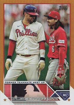 2023 Topps Update - Gold Foil #US146 Former Teammate Meet Up (Nick Castellanos / Jonathan India) Front