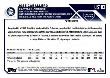 2023 Topps Update - Gold Foil #US183 Jose Caballero Back