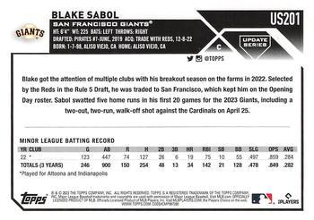 2023 Topps Update - Gold Foil #US201 Blake Sabol Back