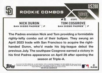 2023 Topps Update - Gold Foil #US288 Nick Duron / Tom Cosgrove Back