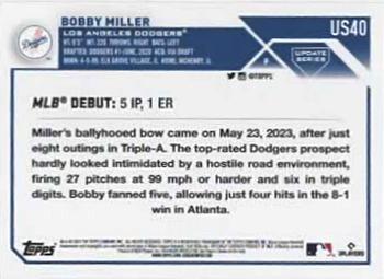 2023 Topps Update - Rainbow Foil #US40 Bobby Miller Back