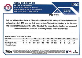2023 Topps Update - Rainbow Foil #US53 Cody Bradford Back