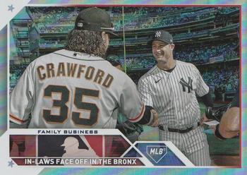 2023 Topps Update - Rainbow Foil #US134 Family Business (Brandon Crawford / Gerrit Cole) Front