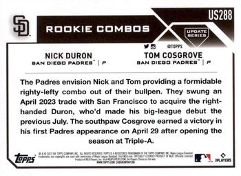 2023 Topps Update - Rainbow Foil #US288 Nick Duron / Tom Cosgrove Back