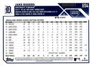 2023 Topps Update - Gold #US4 Jake Rogers Back