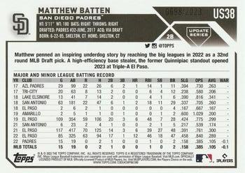 2023 Topps Update - Gold #US38 Matthew Batten Back