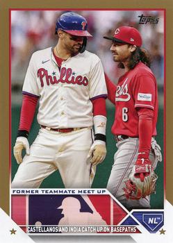 2023 Topps Update - Gold #US146 Former Teammate Meet Up (Nick Castellanos / Jonathan India) Front
