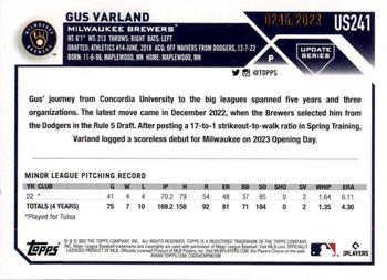 2023 Topps Update - Gold #US241 Gus Varland Back