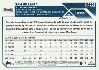 2023 Topps Update - Gold #US263 Sam Hilliard Back
