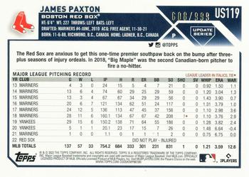 2023 Topps Update - Blue Foil #US119 James Paxton Back