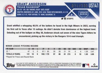 2023 Topps Update - Blue Foil #US141 Grant Anderson Back