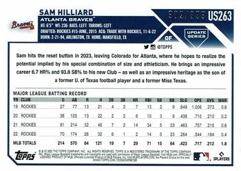2023 Topps Update - Blue Foil #US263 Sam Hilliard Back