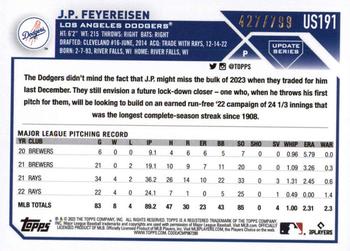 2023 Topps Update - Purple Foil #US191 J.P. Feyereisen Back
