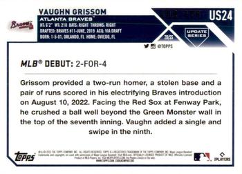 2023 Topps Update - Orange Foil #US24 Vaughn Grissom Back