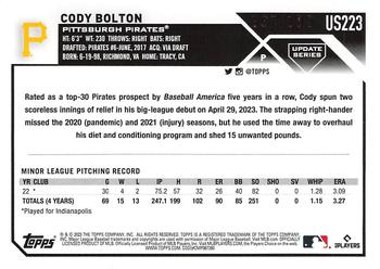 2023 Topps Update - Red Foil #US223 Cody Bolton Back