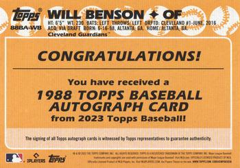 2023 Topps Update - 1988 Topps Baseball 35th Anniversary Autographs #88BA-WB Will Benson Back