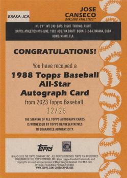 2023 Topps Update - 1988 Topps Baseball 35th Anniversary All-Stars Autographs Gold #88ASA-JCA Jose Canseco Back