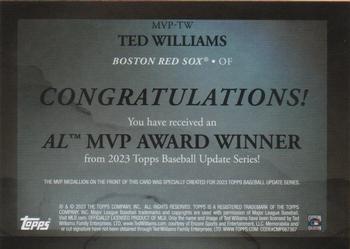 2023 Topps Update - MVP Medallion #MVP-TW Ted Williams Back