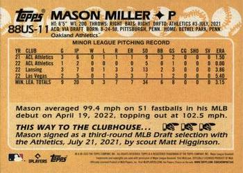 2023 Topps Update - 1988 Topps Baseball 35th Anniversary #88US-11 Mason Miller Back