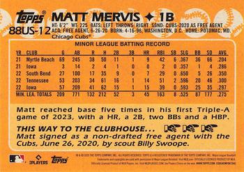 2023 Topps Update - 1988 Topps Baseball 35th Anniversary #88US-12 Matt Mervis Back