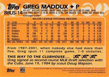 2023 Topps Update - 1988 Topps Baseball 35th Anniversary #88US-14 Greg Maddux Back