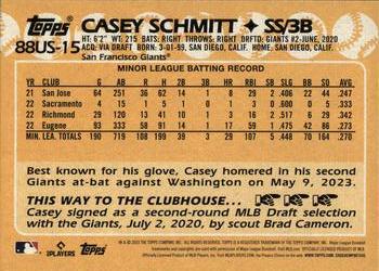 2023 Topps Update - 1988 Topps Baseball 35th Anniversary #88US-15 Casey Schmitt Back