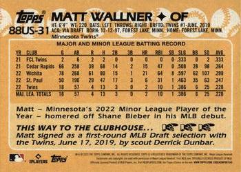 2023 Topps Update - 1988 Topps Baseball 35th Anniversary #88US-31 Matt Wallner Back