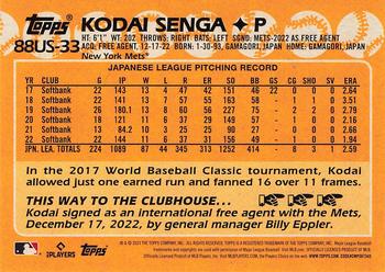 2023 Topps Update - 1988 Topps Baseball 35th Anniversary #88US-33 Kodai Senga Back