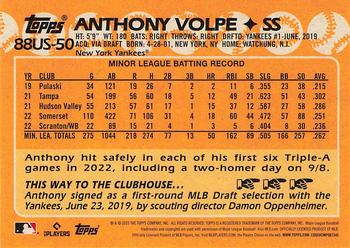 2023 Topps Update - 1988 Topps Baseball 35th Anniversary #88US-50 Anthony Volpe Back