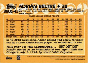 2023 Topps Update - 1988 Topps Baseball 35th Anniversary Blue #88US-45 Adrián Beltré Back