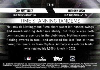 2023 Topps Update - Time Spanning Tandems #TS-6 Anthony Rizzo / Don Mattingly Back