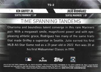 2023 Topps Update - Time Spanning Tandems Blue #TS-2 Julio Rodríguez / Ken Griffey Jr. Back