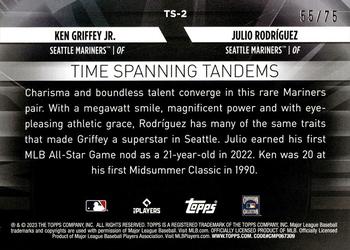 2023 Topps Update - Time Spanning Tandems Gold #TS-2 Julio Rodríguez / Ken Griffey Jr. Back