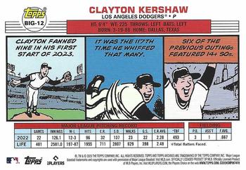2023 Topps Update - Oversized Topps Big Baseball Box Topper #BIG-12 Clayton Kershaw Back
