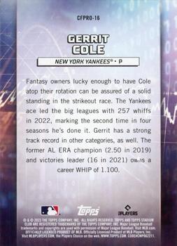 2023 Stadium Club - Chief Fantasy Professionals #CFPRO-16 Gerrit Cole Back