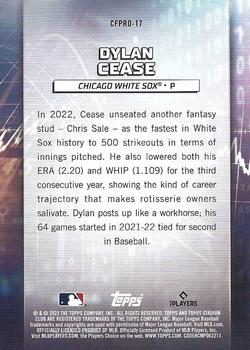 2023 Stadium Club - Chief Fantasy Professionals #CFPRO-17 Dylan Cease Back