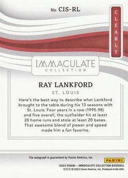 2023 Panini Immaculate Collection - Clearly Immaculate Signatures #CIS-RL Ray Lankford Back