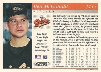 1994 Score #111 Ben McDonald Back