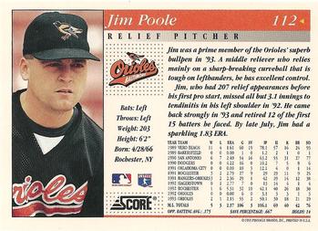 1994 Score #112 Jim Poole Back