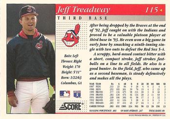 1994 Score #115 Jeff Treadway Back